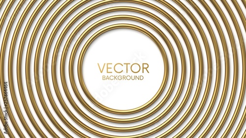 Golden circles frame on white background with place for your content