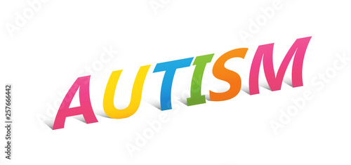 AUTISM upright paper letters typography