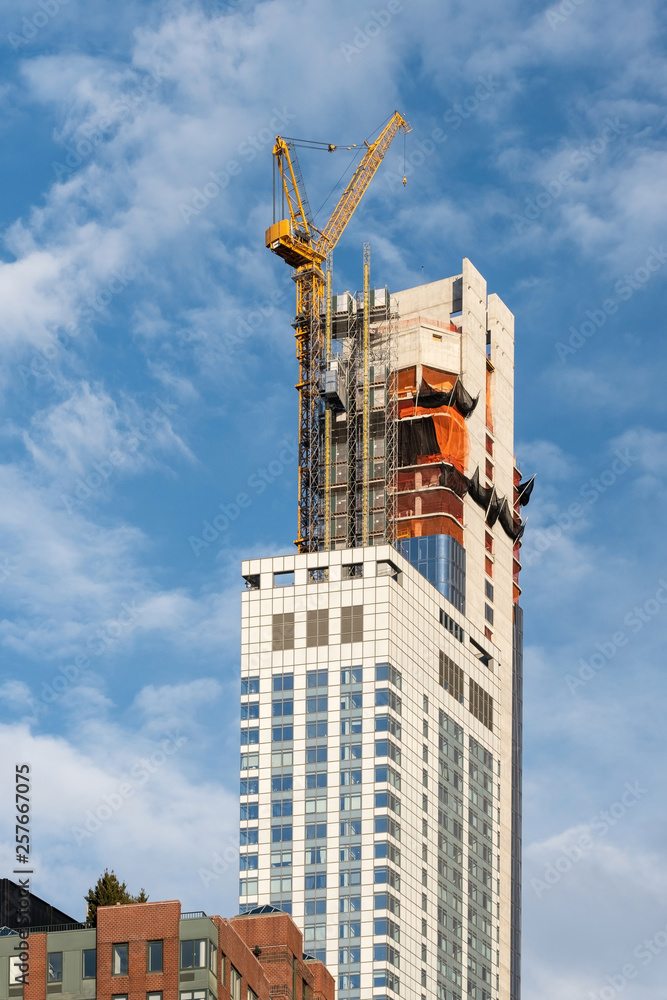 Naklejka premium Close-up view of modern skyscrapers in Financial District Lower Manhattan New York City
