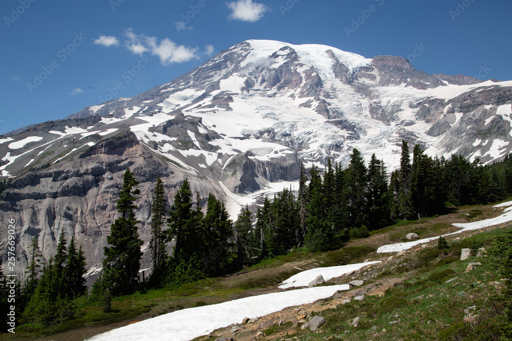 Naklejka premium Glacier fields steps mountain summit