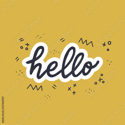 Hello hand lettering inscription