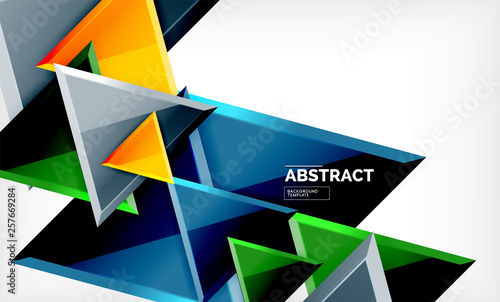 Triangular low poly background design, multicolored triangles