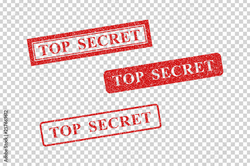 Vector realistic isolated red rubber stamp of Top Secret logo for template decoration and mockup covering on the transparent background.