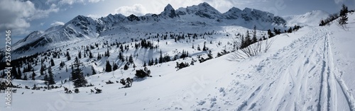 winter mountain landscape with mountains and snow