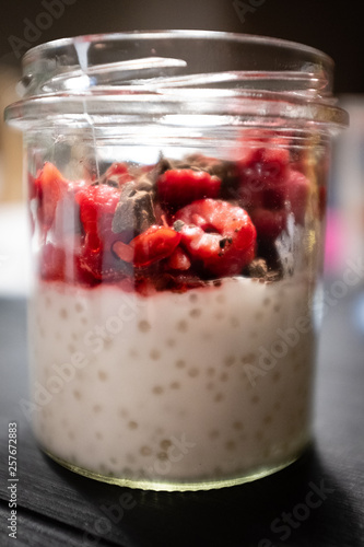 rasberry jam in glass jar