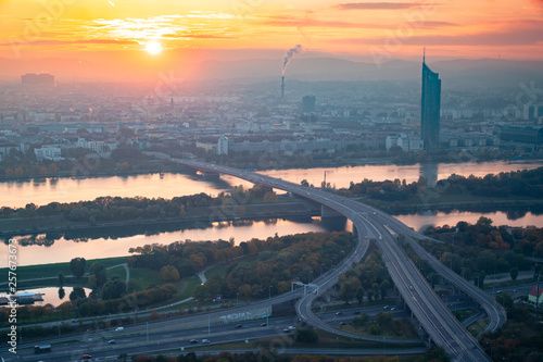 Photography beautiful sunset over Vienna