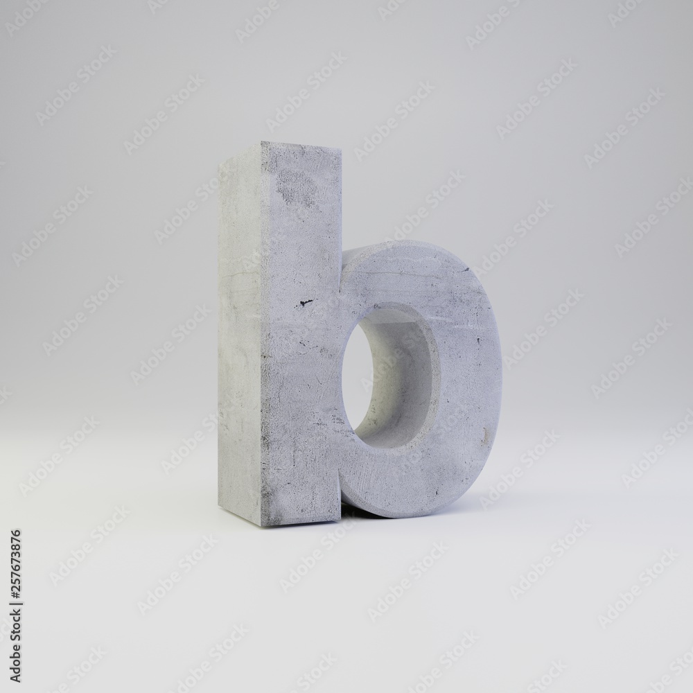 Concrete letter B lowercase with plaster texture isolated on white background Concrete letter B lowercase with plaster texture isolated on white background