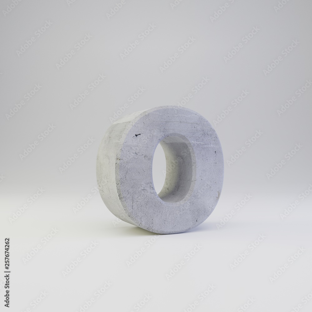 Concrete letter O lowercase with plaster texture isolated on white background Concrete letter O lowercase with plaster texture isolated on white background
