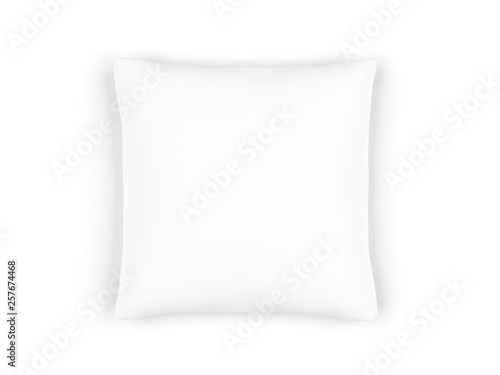 White square pillow isolated on white background. 3d illustration. Single object.