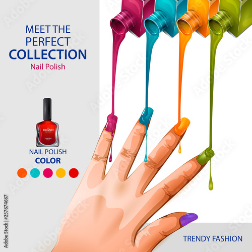easy to edit vector illustration of advertisement promotion banner for trendy colorful Nail Polish fashion