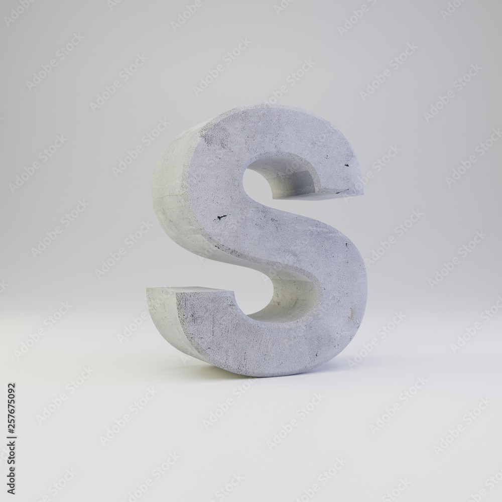 Concrete letter S uppercase with plaster texture isolated on white background Concrete letter S uppercase with plaster texture isolated on white background
