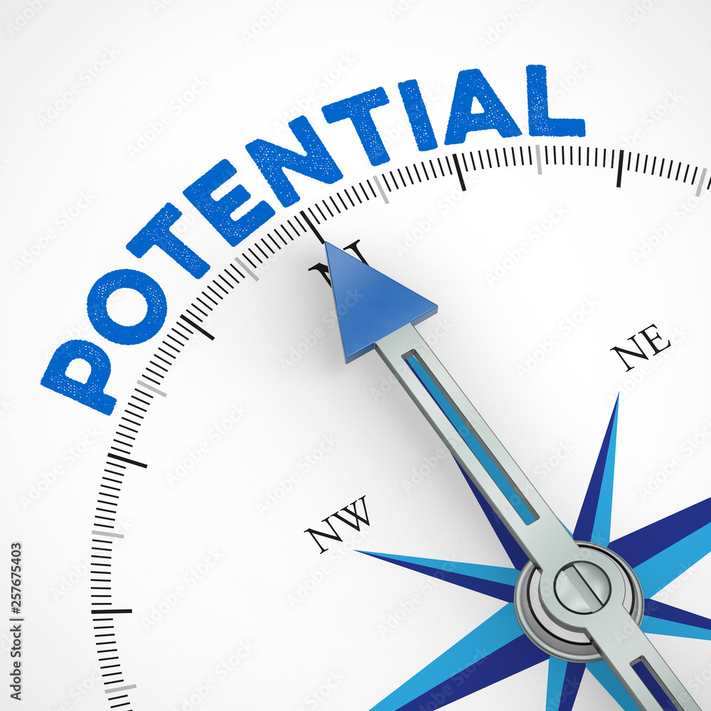 Compass shows potential in the direction of the lettering Stock