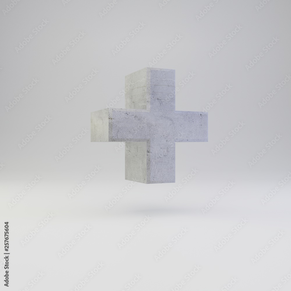 Concrete plus symbol with plaster texture isolated on white background Concrete plus symbol with plaster texture isolated on white background