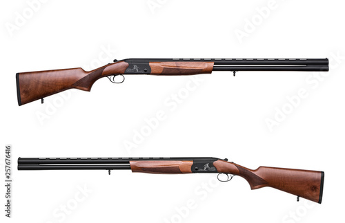 classic hunting double barreled shotgun isolated on white