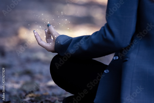 Business woman in spiritual meditation. photo