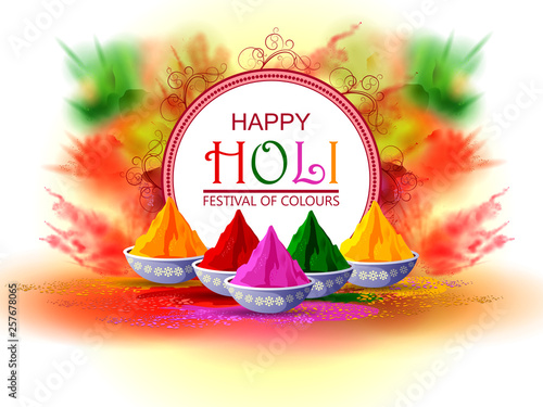 easy to edit vector illustration of Colorful Happy Hoil background for festival of colors in India