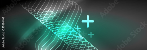 Glowing neon abstract lines, techno futuristic template