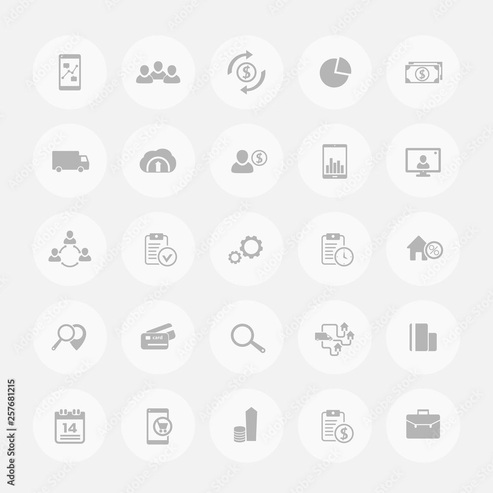 25 business, commerce icons set, company, firm, enterprise vector pictograms