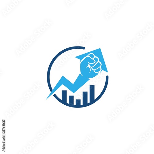fist hand up arrow statistics bar chart logo vector icon illustration