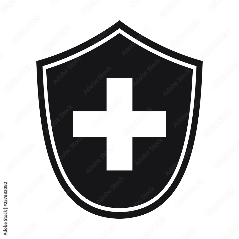 Immune system icon. Medical cross in the shield. Vector isolated. Immune system icon. Medical cross in the shield. Vector isolated.