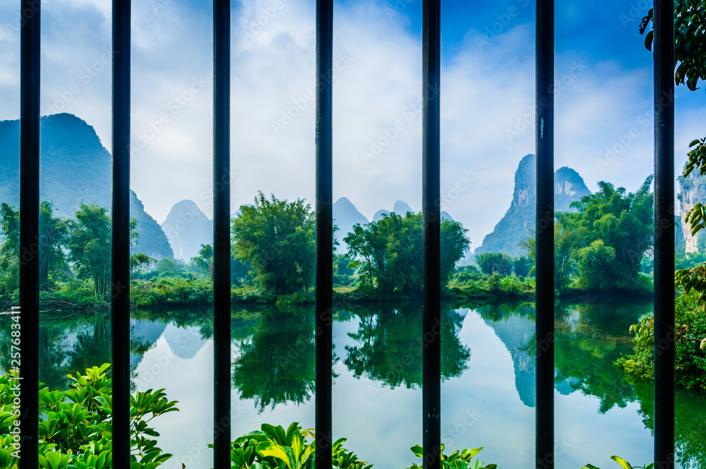 The river and mountain scenery in spring The river and mountain scenery in spring
