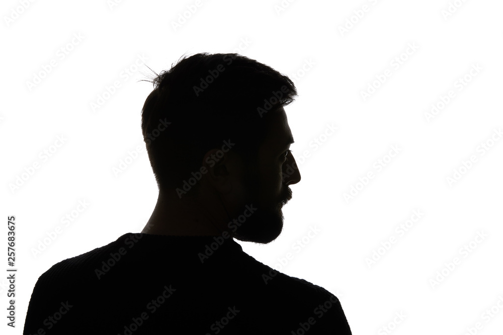 Silhouette of man looking away isolated on white Silhouette of man looking away isolated on white