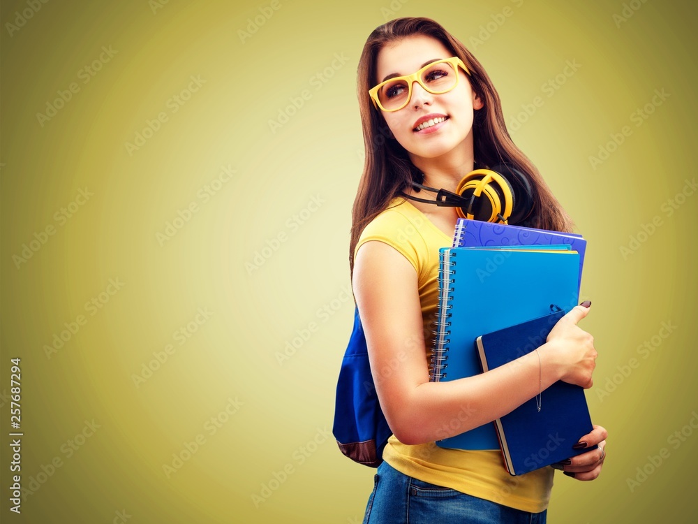 Beautiful disco african girl with headphones on background Beautiful disco african girl with headphones on background