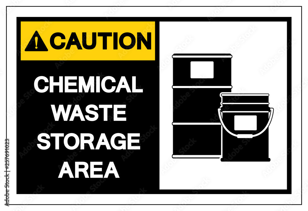 Caution Chemical Waste Storage Area Symbol Sign ,Vector Illustration, Isolate On White Background Label. EPS10 Caution Chemical Waste Storage Area Symbol Sign ,Vector Illustration, Isolate On White Background Label. EPS10