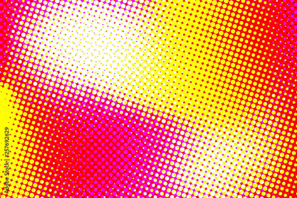 Color halftone texture, abstract gradient background with moire effect, circles pattern for design concepts, wallpapers, posters, web, presentations and prints. Vector illustration. - obrazy, fototapety, plakaty 