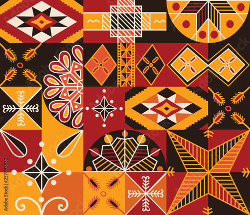 Geometric colorful pattern, seamless background, pysanki, ukrainian eastern eggs painting motifs, vector illustration