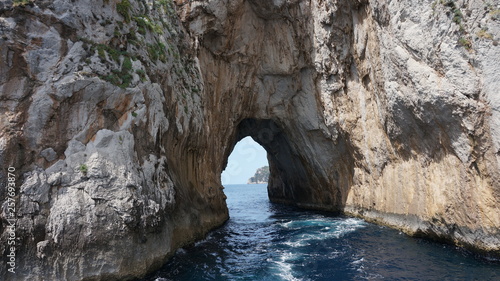Rock cliffs in the sea around the island of capri, Faraglioni off Capri Italy