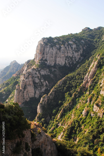 View of Montserrat mountains near monastery. Spain