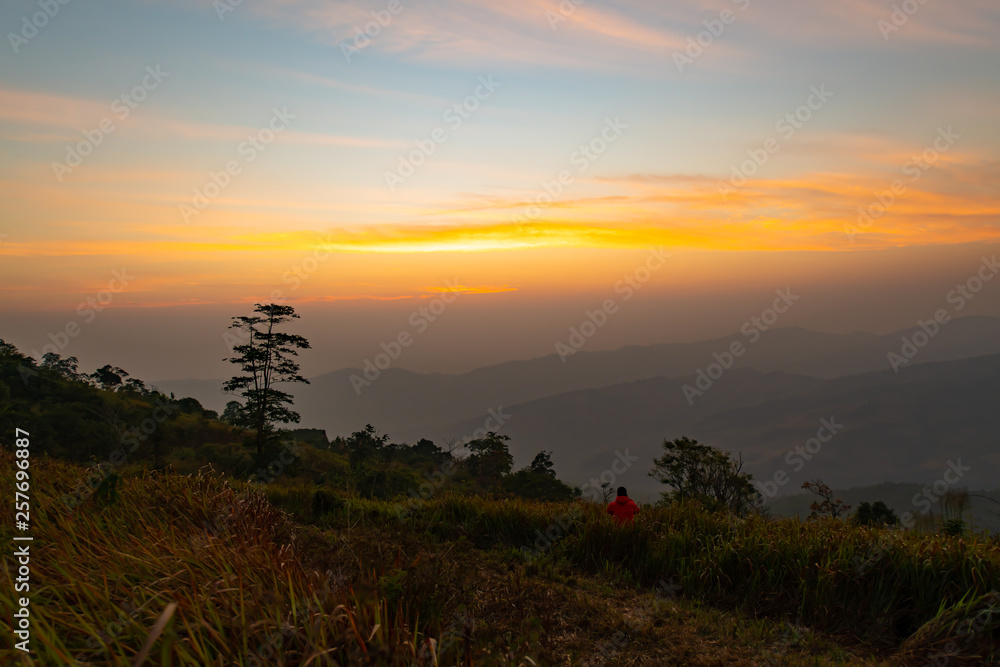Beautiful sunarise that the landscape in the mountains of thailand