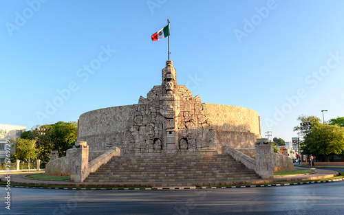 the Monument to the Fatherland in Merida, Yucatan, Mexico at sunrise