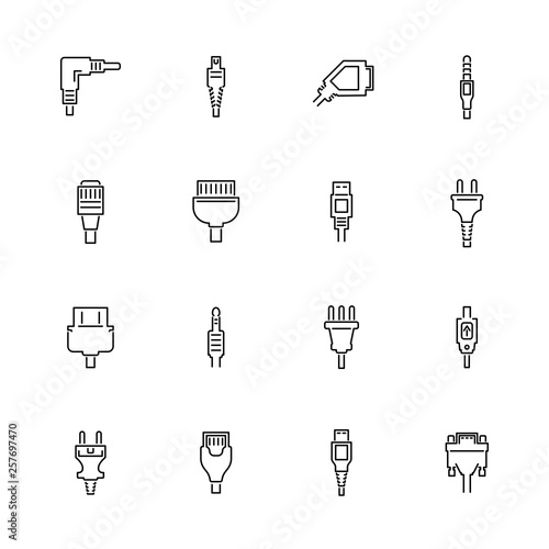 Plug - Flat Vector line Icons