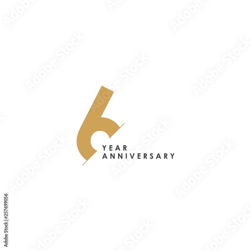 6 Year Anniversary Vector Template Design Illustration