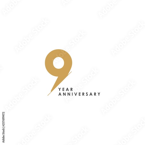 9 Year Anniversary Vector Template Design Illustration