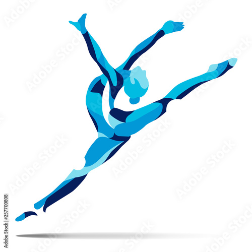 Trendy stylized illustration movement, curly gymnastics, acrobatics, line vector silhouette of curly gymnastics.
