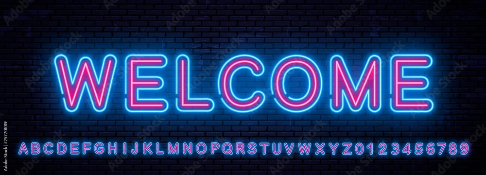 Beautiful set of vector neon english letters
