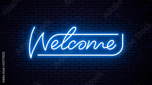 Vector neon inscription welcome for signboard