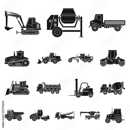 Vector illustration of build and construction icon. Collection of build and machinery vector icon for stock.