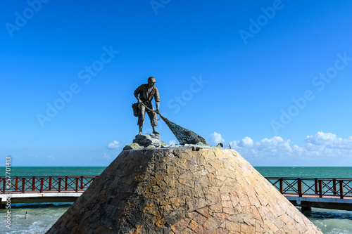 Statue of the fisherman in Chetumal, Quintana Roo, Mexico 
