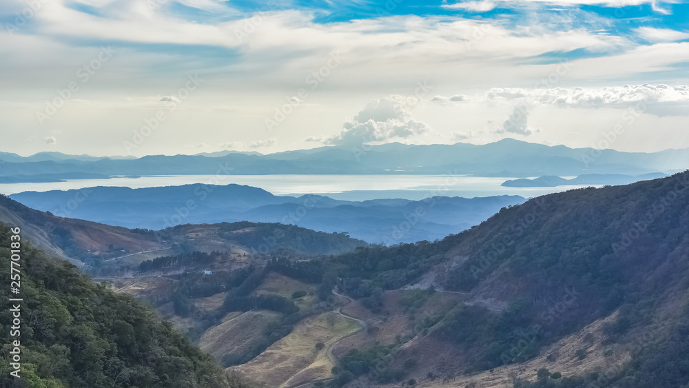     Costa Rica, panorama of the Nicoya bay, view from the Monteverde mountains 