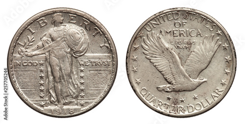 US Quarter Dollar 25 cents silver coin 1918