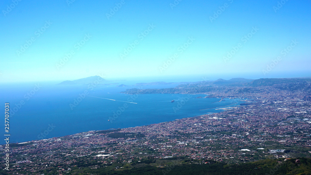 Scenic picture-postcard view of the city of Napoli (Naples), view from the famous vulcano Vesuv