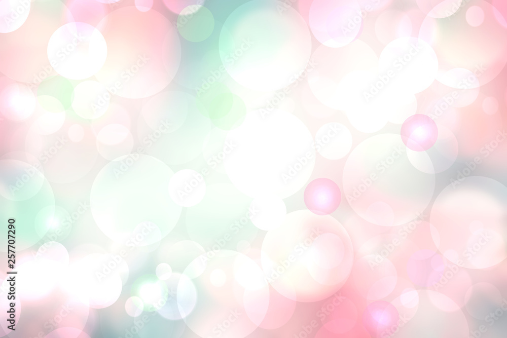 Abstract blurred vivid spring summer light pastel bokeh background texture with bright soft color circles. Space for your text. Beautiful backdrop illustration.