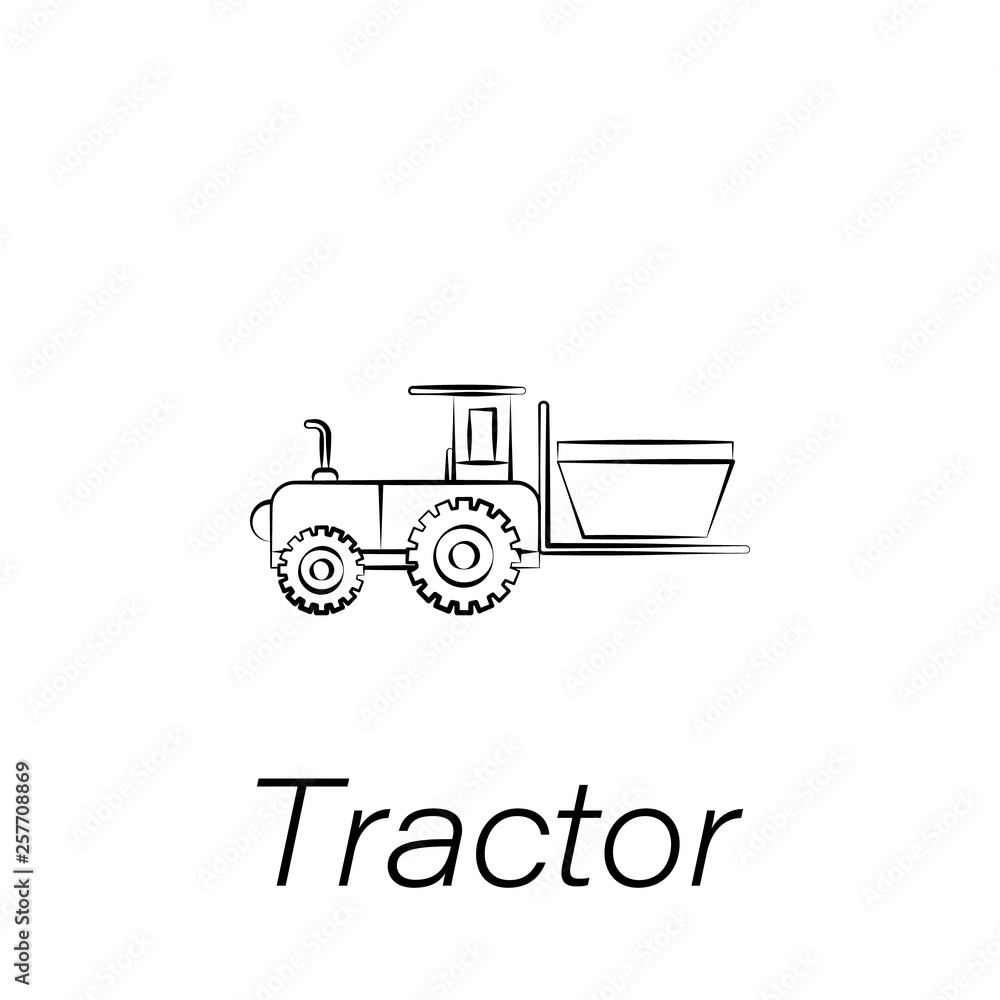 tractor hand draw icon. Element of farming illustration icons. Signs and symbols can be used for web, logo, mobile app, UI, UX tractor hand draw icon. Element of farming illustration icons. Signs and symbols can be used for web, logo, mobile app, UI, UX