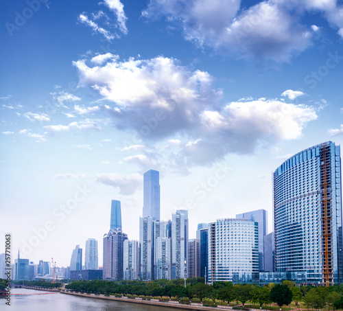 Cityscape of Guangzhou with skyscrapers and modern buildings in Zhujiang business center district, China. © lukyeee_nuttawut