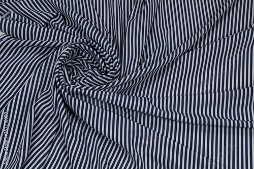 Fabric strip blue on white.