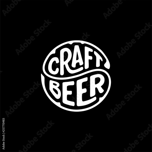 Craft beer circle lettering black Vector illustration